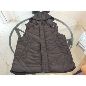 Won Hooded Zipper Patterned Black Sleeveless Jacket Vest Size Large